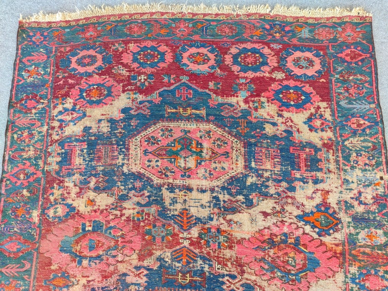 1800s Antique Azerbaijan Rug 5x10, Soumak Rug, Caucasian Rug Antique ...