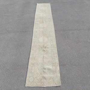 2x13 Runner Rug Turkish, Neutral Runner Rug Vintage, 2x13 Runner Rug, Patchwork Runner Muted, Narrow Runner for Kitchen, Turkish Runner 2x13