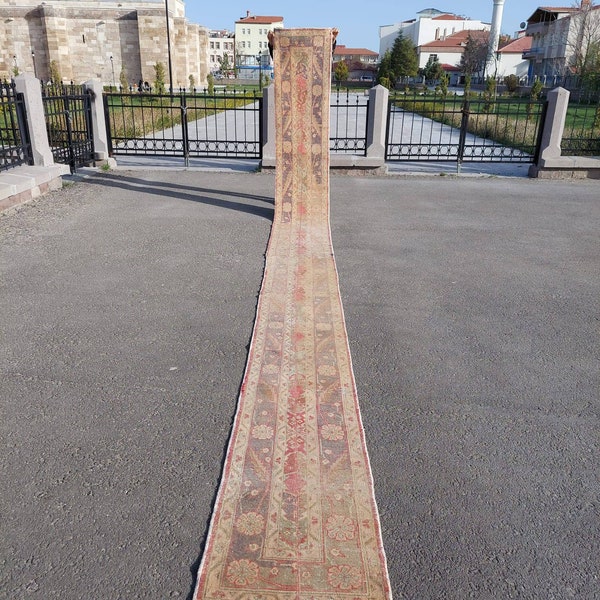 2x23 Extra long narrow runner, Patchwork long runner rug, 2x22 long runner rug, Turkish runner 2x23, Vintage runner 2x23, Handmade Runner