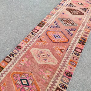 24 25 Runner Rug Oushak, Turkish Runner Rug Vintage, Long Runner Red Handmade 2x24, Narrow Stair Runner Carpet 2x25, Persian Runner Rug
