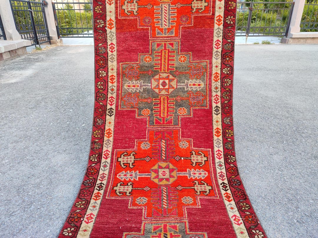 Persian Runner Rug 3x15ft, Heriz Red Runner Rug, Extra Long Runner, Red ...