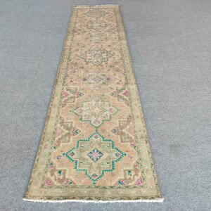 Persian Rug 3x13 Runner, Neutral Vintage Runner, Muted Long Hallway Stair Rug, 12 13 feet Runner Antique, 3x13 Heriz Long Runner, Entry Rug