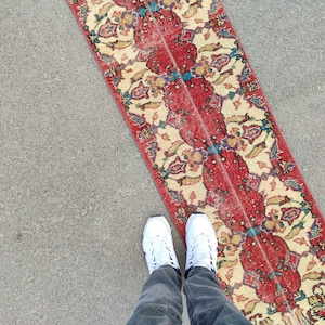 Turkish Runner 2x7, Skinny Runner Rug Oushak, Vintage Runner 2x7, Red Runner Boho, Persian Runner 2x7, Wool Stair Runner 2x7 Hallway Rug