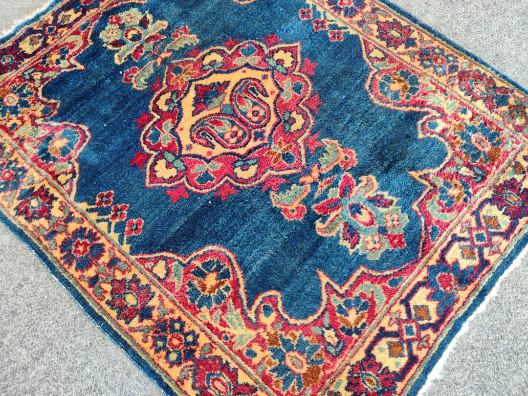 Persian Rug 2x2, Navy Small Rug Vintage, Doormat Rug, Bohemian Rug ...