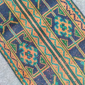 Turkish Stair Runner Rug 12 Ft, Navy Runner Carpet 2x12, Narrow Hall Runner Rug 11 12 foot, Green Runner Oushak, Skinny Runner Rug 2x12