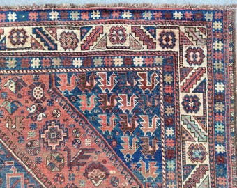 Shiraz Antique Rug, Persian Rug 7x10, Oversize Rug, Oriental Heriz Rug 7x10, Navy Coral Rug, Large Rug, Caucasian Rug, Art Deco, Home Living