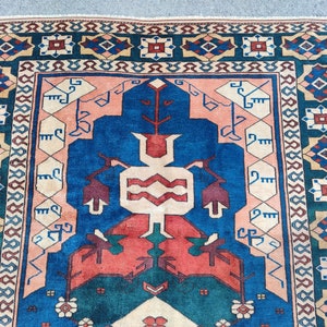Oushak Rug 6x9, Turkish Vintage Rug Wool, 6x9 Rug Boho Handmade, Bedroom 6x9 Living Room Kitchen Rug, Home Decor, Navy Rug Antique, Carpet