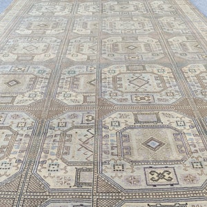 Oushak Rug 6x9, Neutral Turkish Rug, Muted Area Carpet, 6x9 Vintage Rug, Persian 6x9 Heriz Rug, Living Room 6x9 Bedroom Rug, Bohemian Rug