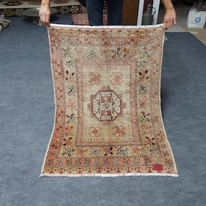 3x4 Turkish Rug, Vintage Rug, Carpet, Oushak Rug, Area Rug, Handmade Rug, Decorative Rug, Bohemian Rug, Turkish Rug Vintage, 3x4 Rug