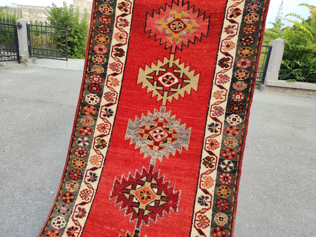Oriental Runner Rug 3x16, Long Red Turkish Vintage Runner Carpet, 3x16 ...