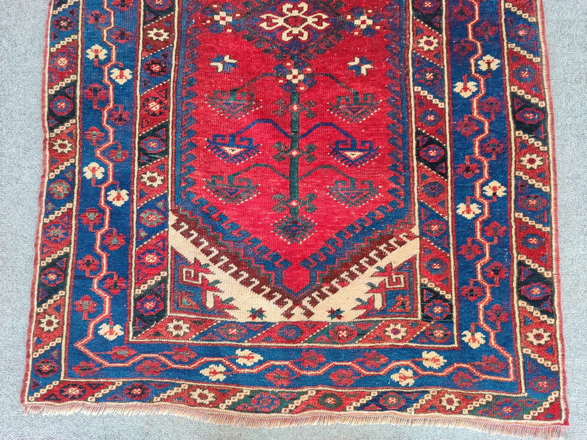 Rug Turkish Vintage 3x5 Red Area Antique Rug, Anatolian Rug