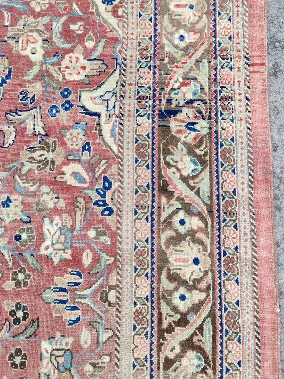 9x12インチ ペルシャ絨毯 アンティーク、1900年代の絨毯、リビング 
