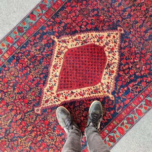 Persian Rug 4x6, Antique Rug Red Afghan Rug, Heriz Rug 4x6, Red Area Rug Wool, 4x6 Rug Bedroom, Caucasian Rug, Shiraz Rug, Boho Rug Red