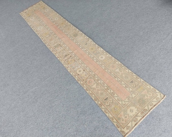 Türkischer Läufer 2x11, Oushak Läufer Neutral, 2x12 Läufer Vintage, Schmaler Läufer Oushak, 2x11 Türkischer Läufer Neutral, 11 12 Treppenläufer Gedämpft