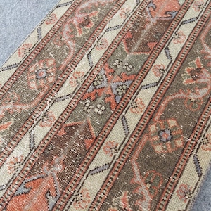 Turkish Runner 2x13, Oushak Runner Neutral, 2x13 Rug Runner Muted, Narrow Runner Turkish, 2x13 Runner Neutral, Wool Runner Vintage 13 foot