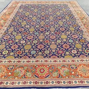 Persian Rug 10x13, Large Rug Flowers, Oversize Heriz Rug, 10x13 Area Rug, Heriz Serapi Rug, 10x12 Antique Rug Persian, Custom size Rug 10x13
