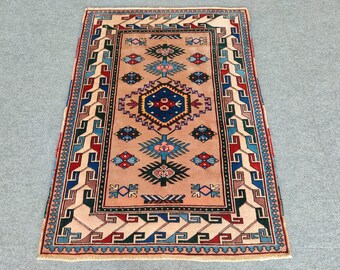 Oushak Wool 4x6 Rug, Turkish Anatolian Area Rug, Bedroom Rug, 4x6 Vintage Rug, Home Furniture Decor Rug, Soft Pile Rug, Kitchen Rug 4x6