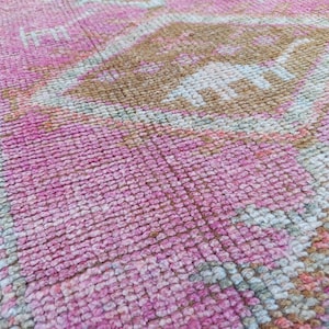 3 x 12 roze loper vintage, loper Herki tapijt, pastelkleurige loper handgemaakt 3 x 12, Turkse loper trap, neutrale loper Koerdisch 3 x 12, Oushak loper
