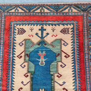 Oushak Rugs 5x7, Boho Rug Multicolor, Turkish Area Rug 5x7 Vintage, Living Room Furniture, Boho Decor, Persian Rug 5x7 Heriz, Bedroom Rug