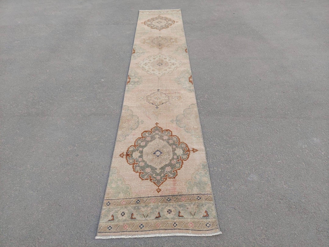 2x14 Runner Turkish Rug, Long Stair Runner, Vintage Runner Rug, Oushak ...