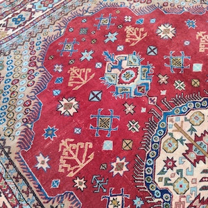 Persian Shiraz Rug 7x10, Large Antique Oriental Rug, Rugs, Traditional Area Rug 6x10, Navy Rug Heriz, Oversize Caucasian Turkmen Rug, Carpet