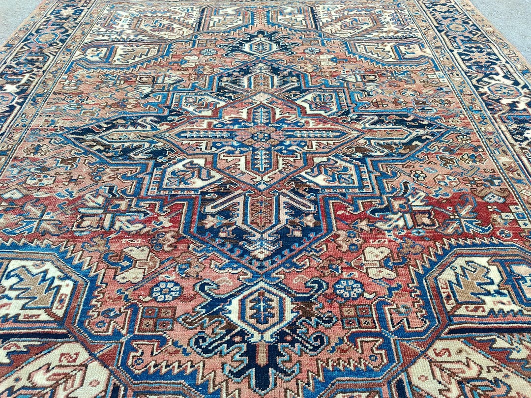 Persian Antique Rug 7x9, Heriz Rugs, Oriental Rug Area, Oversize ...