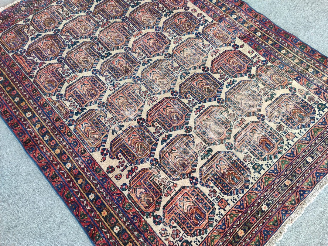 1800s Antique Persian Rug 4x5, Dark Red Rug, Collector Rug, Afghan Rug ...