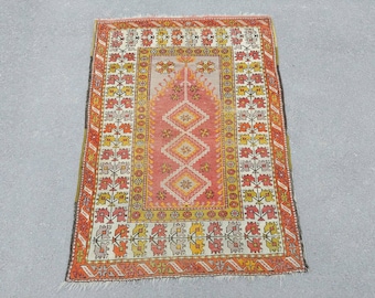 3x5 Turkish Rug Vintage, Rugs for Bedroom, Wool Rug Oushak, 3x5 Rug Antique, Neutral Rug Turkish, Colorful Rug, Carpet Rug 3x5