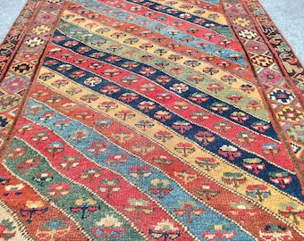 アンティーク コーカサス カサック ラグ：20 世紀初頭、140 x 100 cm