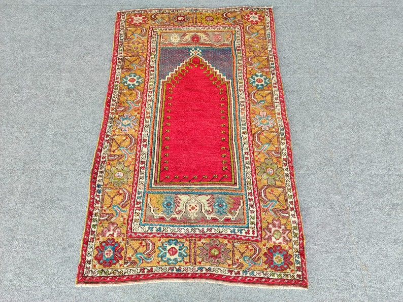 Turkish Rug 3x5 Red, Traditional Rug, Oushak Rug 3x5 Vintage, Boho Rug ...