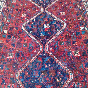 Persian Red Rug 4x6, Heriz Antique Rug, Red Wool Area 4x6 Rug Handmade, Afghan Turkmen 4x6 Rug, Oriental Rugs 4x6, Malayer Rug, Bedroom Rug