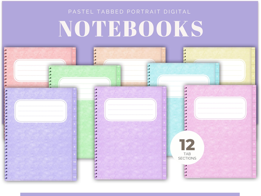Digital Pastel Notebooks With Matching Digital Stickers in Portriat ...