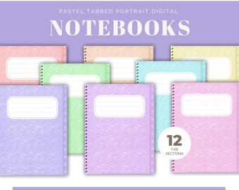 Digital Pastel Notebooks with Matching Digital Stickers in Portriat Orientation
