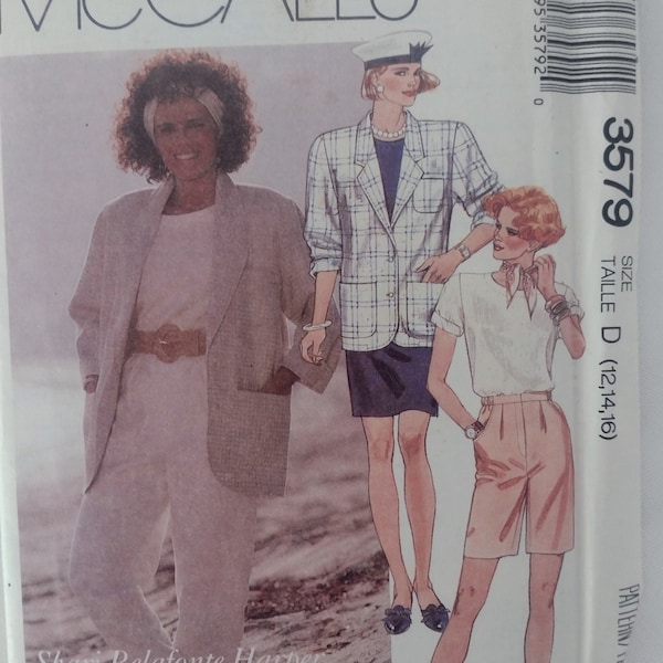 McCall's 3579 - Boxy 80s Blazer Pattern - Shari Belafonte-Harper 80s Pants, Skirt, Shorts, Blazer Pattern - Size 12, 14, 16