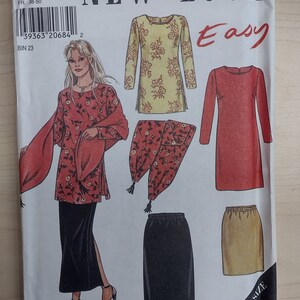 New Look 6676 - Basic Shift Dress w-Back Zip, Pull-On Long or Short Skirt, Tunic and Scarf Pattern - Uncut Sizes 10-22