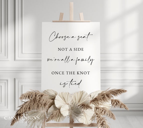 Free Printable Wedding Sign 18x24 - Choose a Seat Not a Side