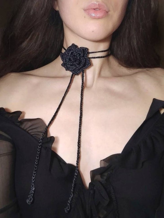 Rose Choker Adjustable Loops Necklace | Gothic Jewelry