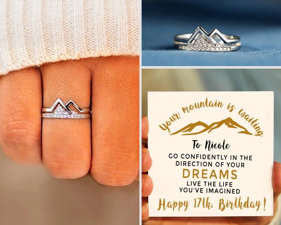 Birthday Gifts for 17 Year Old Girl, Daughter Ring 17th Birthday Gift Girl,  Mountain Ring for Daughter, Granddaughter Birthday Gift For 