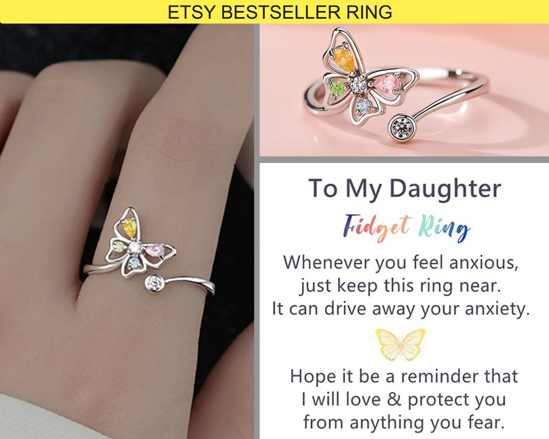 To My Daughter Anxiety Ring Butterfly Anxiety Ring Etsy