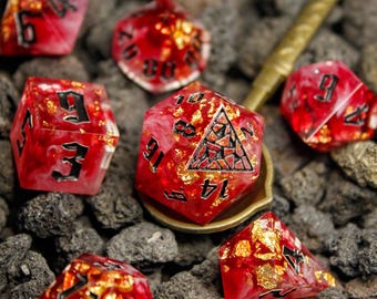 Crimson Dice Set / Sharp Edge Dice / Dice for Dungeons and Dragons / Standard Shaped Dice / TTRPG Dice / Handmade Dice / Red Dice