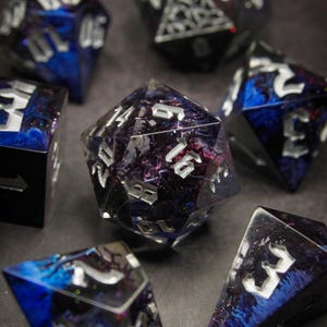 Cosmos Dice Set / Sharp Edge Dice / Dice for Dungeons and Dragons / Standard Shaped Dice / TTRPG Dice / Handmade Dice / Galaxy Dice