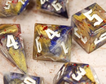 Regality Dice Set / Sharp Edge Dice / Dice for Dungeons and Dragons / Standard Shaped Dice / TTRPG Dice / Handmade Dice / Royal Dice
