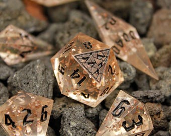 Dusty Rose Dice Set / Sharp Edge Dice / Dice for Dungeons and Dragons / Standard Shaped Dice / TTRPG Dice / Handmade Dice / Candy Dice