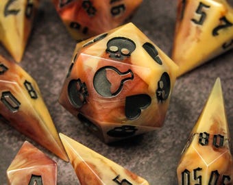 Butcher's Best Dice Set / Sharp Edge Dice / Dice for Dungeons and Dragons / Alternative Shaped Dice / TTRPG Dice / Handmade Dice / Meat Dice