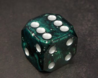Gothic Green d6 Singles (Large) / Sharp Edge Dice / Dice for Dungeons and Dragons / Dice for Pathfinder / d6 Singles / Handmade Dice / 18mm