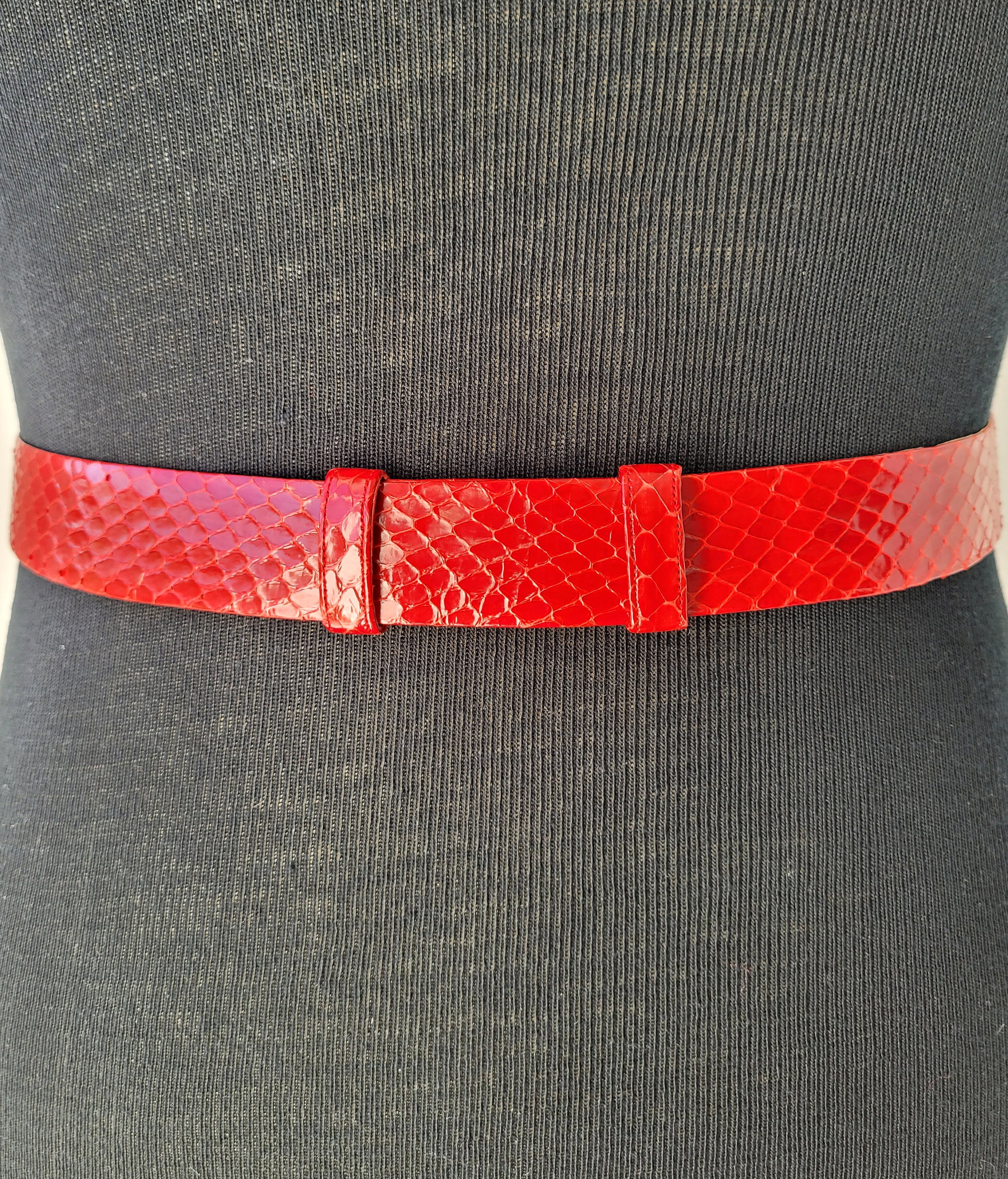 Judith Leiber ‘80’s Python Art Deco Vintage Wide Belt sz: S Judith Leiber 1980s Art Deco Style Black Leather Adjustable  main image 4