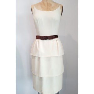 Jr. Theme of New York, cocktail dress with tiered straight skirt, contrast satin bow belt, spaghetti straps, wiggle dress