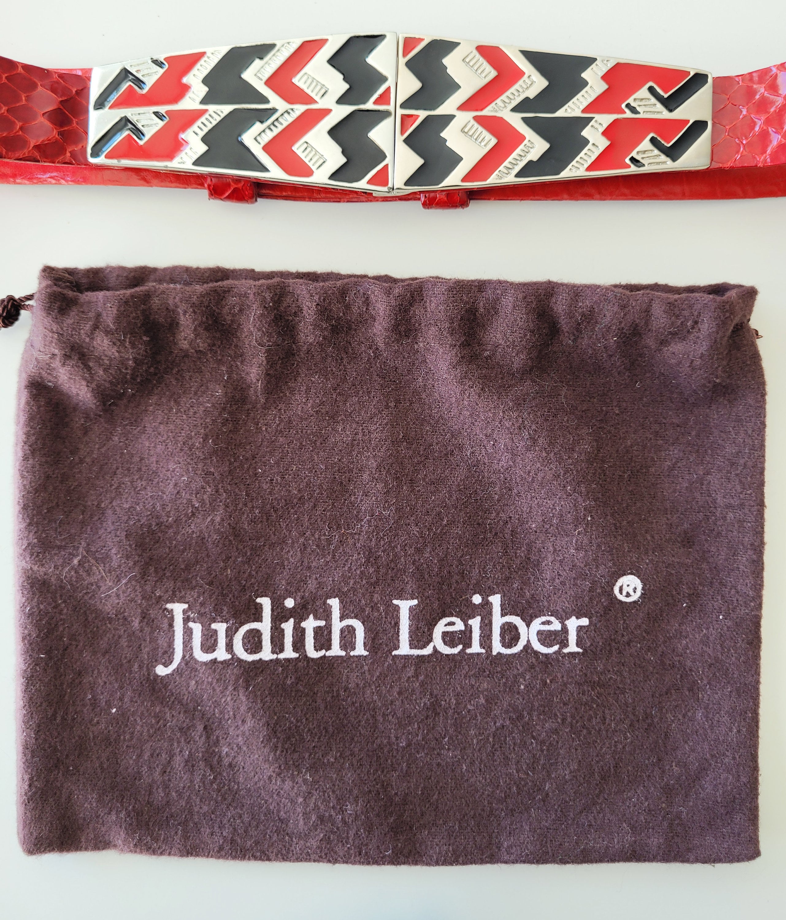 Judith Lieber Vintage Snakeskin Belt 36” long clip to clip Stunning JUDITH LEIBER Vintage 1980 main image 3