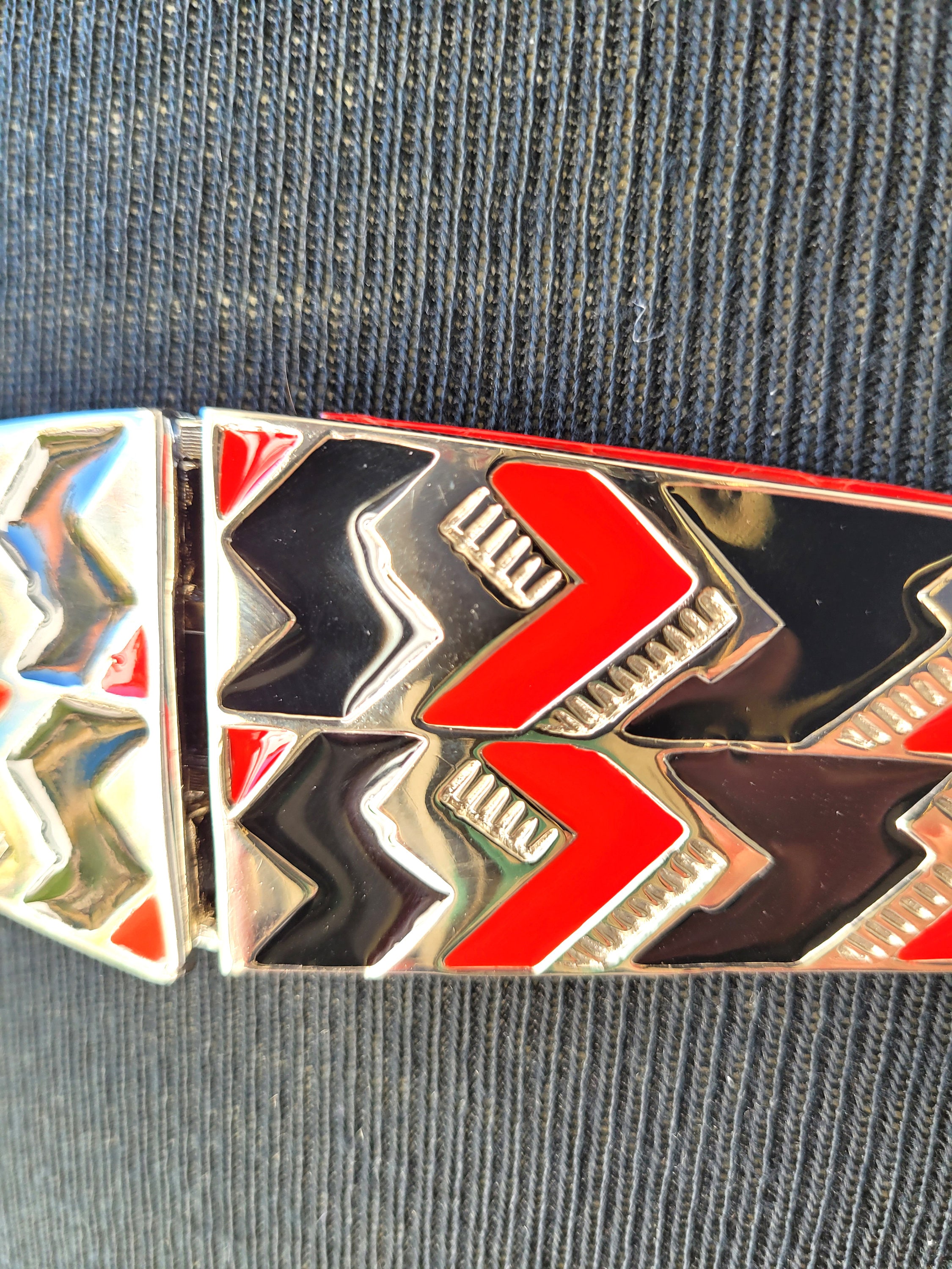 Judith Leiber Snakeskin Belt: Vintage 1980s Art Deco Buckle  display picture 3