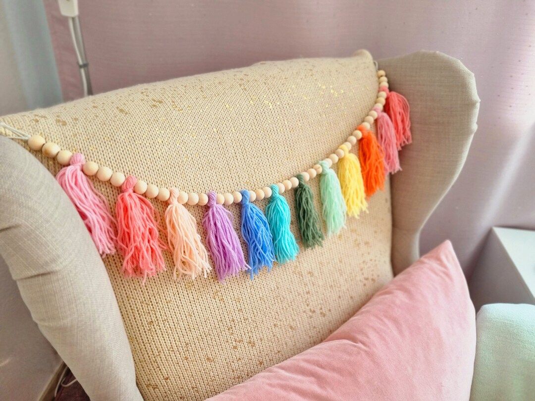 Cabilock Holzperlen Girlande Mit Tasseln - 135cm Rustikale Deko Für Bauernhaus Stil